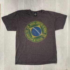 Vintage BRAZIL 1958 World Cup Futebol Soccer Champion GrayT-Shirt Men's Small